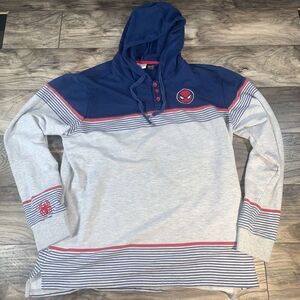 Spiderman‎ Hoodie Youth XL Gray Blue Red Henley Sweatshirt Marvel Comics Mask